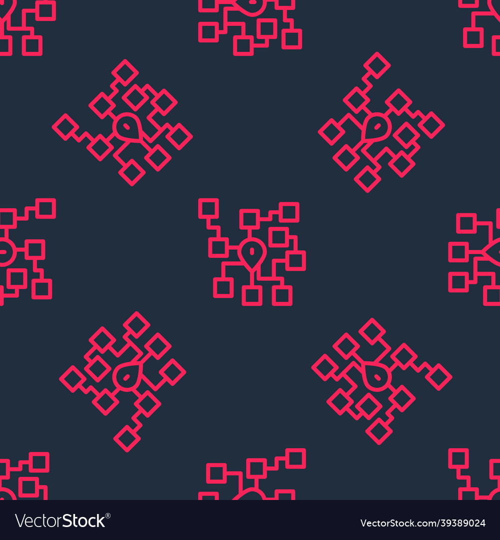 Red line neural network icon isolated seamless vector image Red line neural network icon isolated seamless