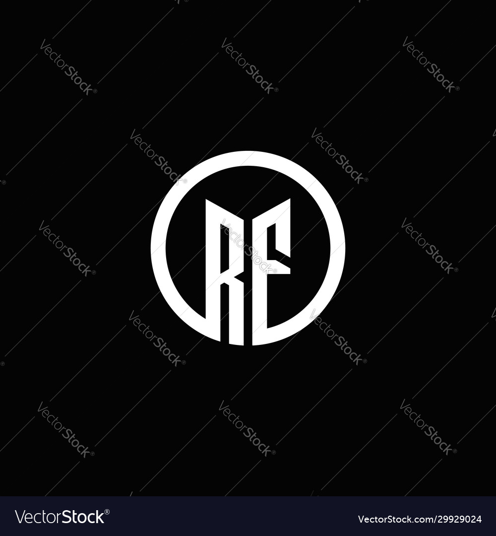 Rf monogram logo isolated with a rotating circle
