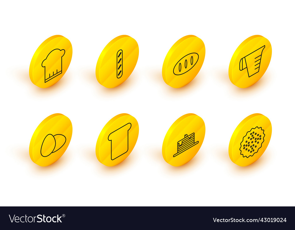 Set line cracker biscuit stack of pancakes bread vector image Set line cracker biscuit stack of pancakes bread