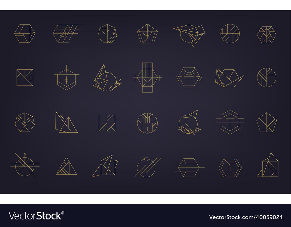 Set of abstract geometric logos art deco vector image Set of abstract geometric logos art deco