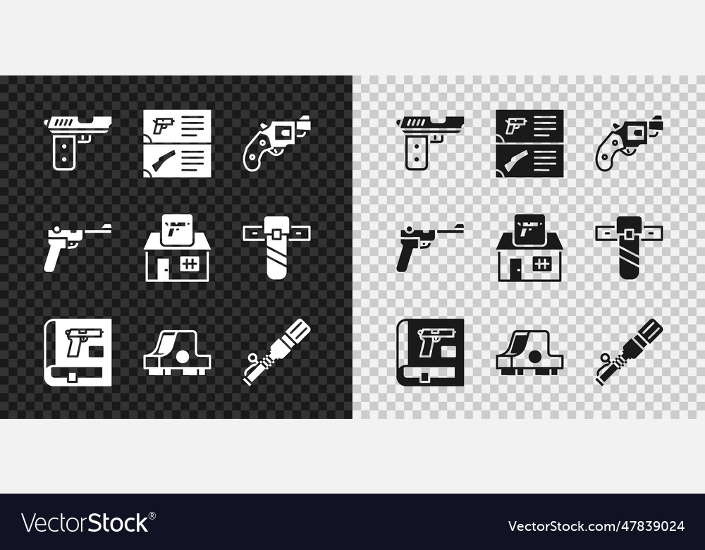 Set pistol or gun weapon catalog small revolver Vector Image