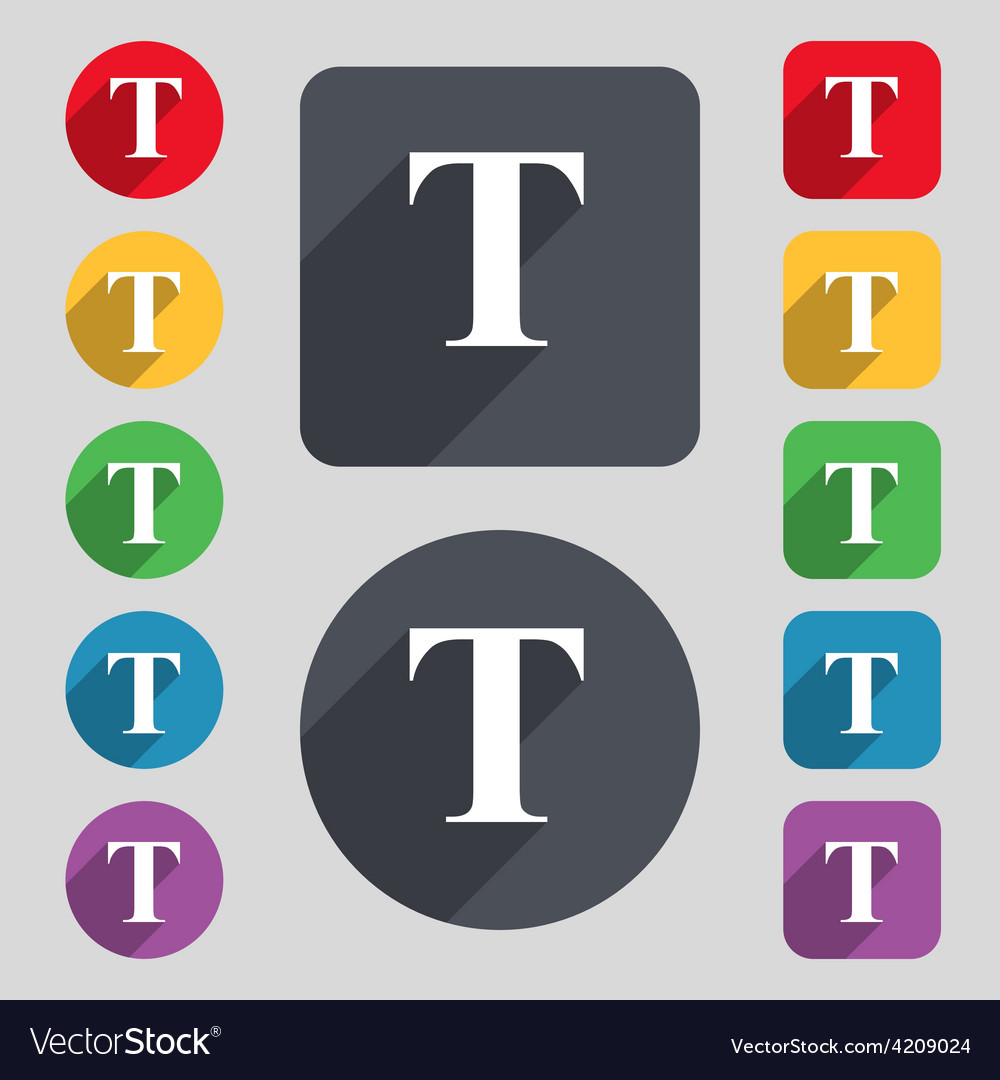 Text edit icon sign a set of 12 colored buttons