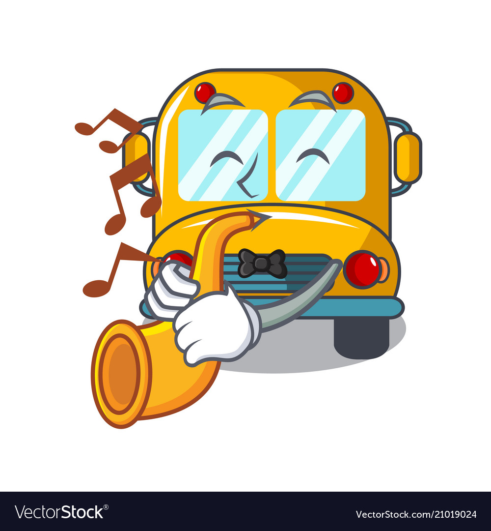 With trumpet school bus mascot cartoon Royalty Free Vector With trumpet school bus mascot cartoon Royalty Free Vector