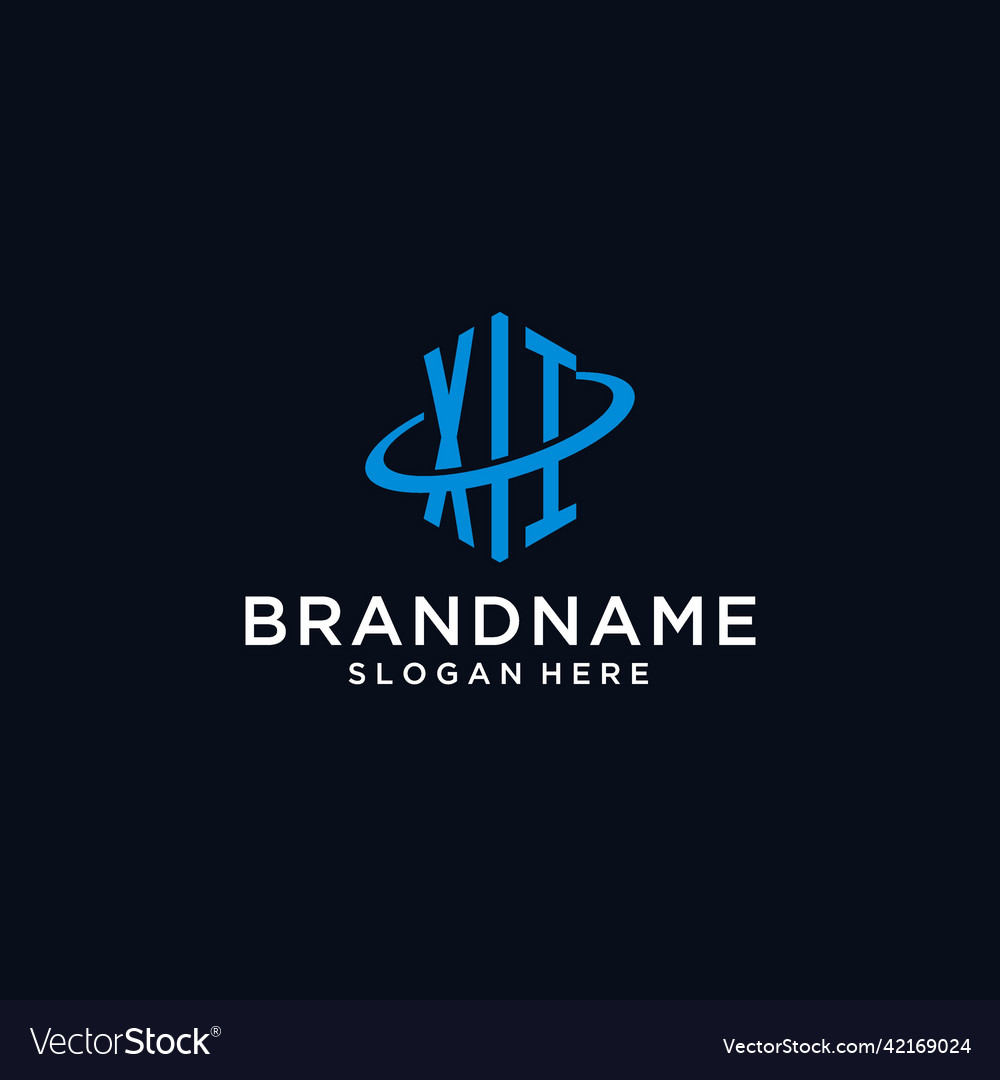 Xi initial monogram logo with hexagonal shape