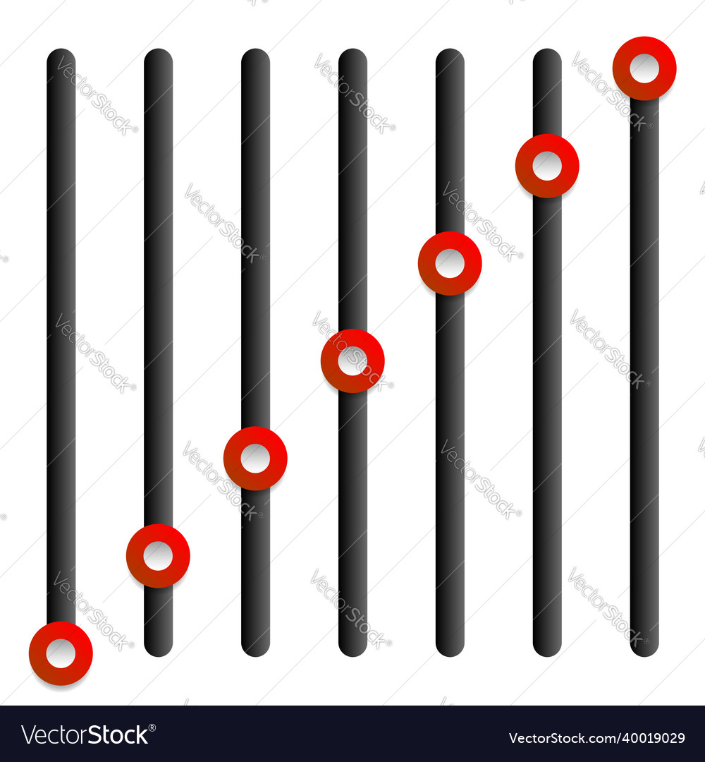 Adjuster slider tuner fader bars with levers knobs vector image Adjuster slider tuner fader bars with levers knobs