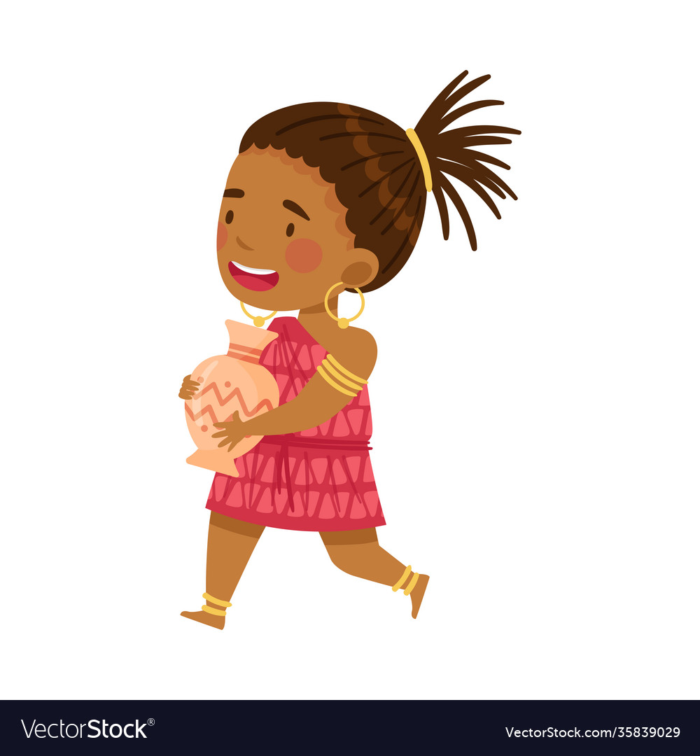 little tribal girl African little girl in traditional tribal clothing