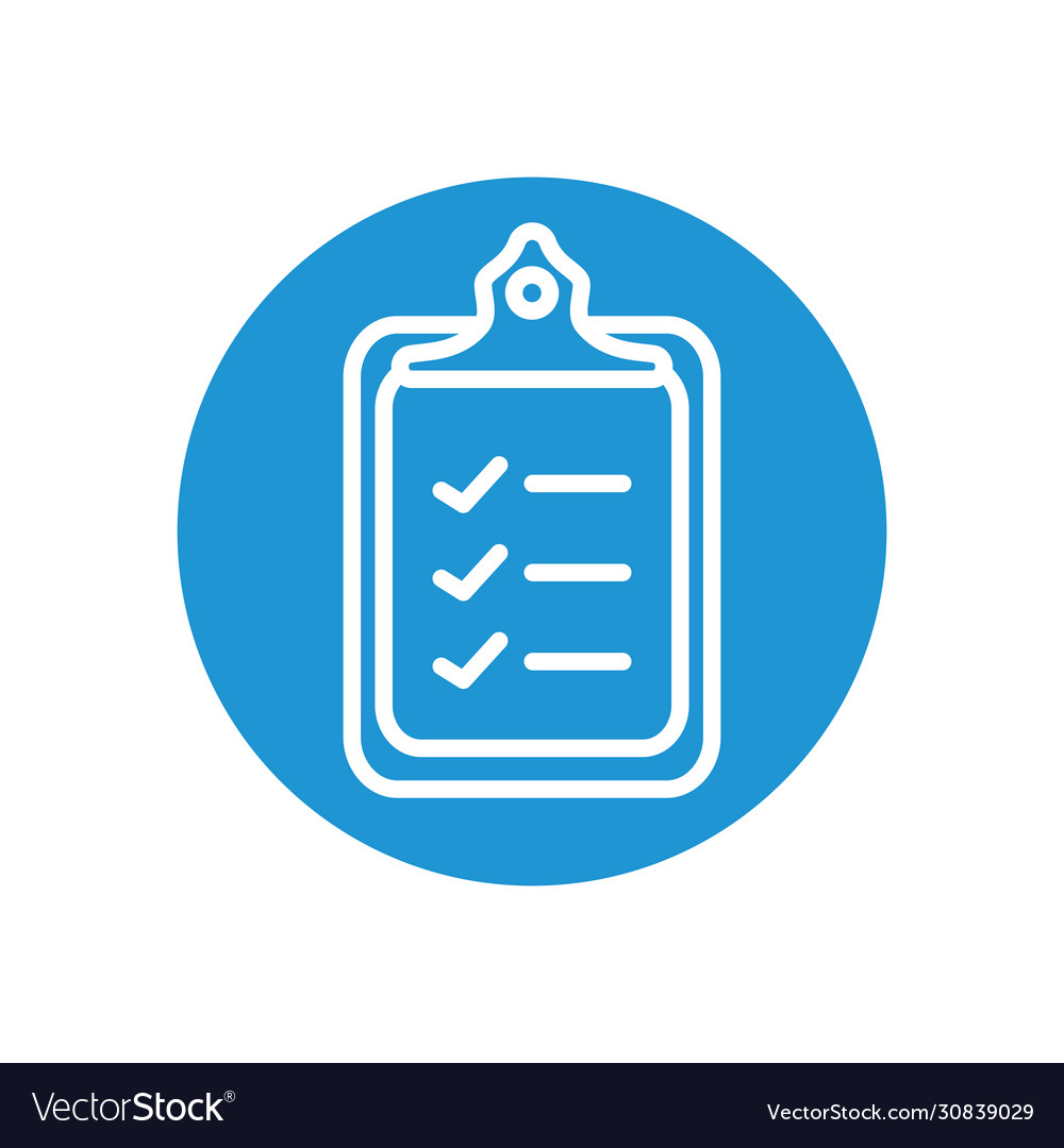 Clipboard with checklist icon line block style