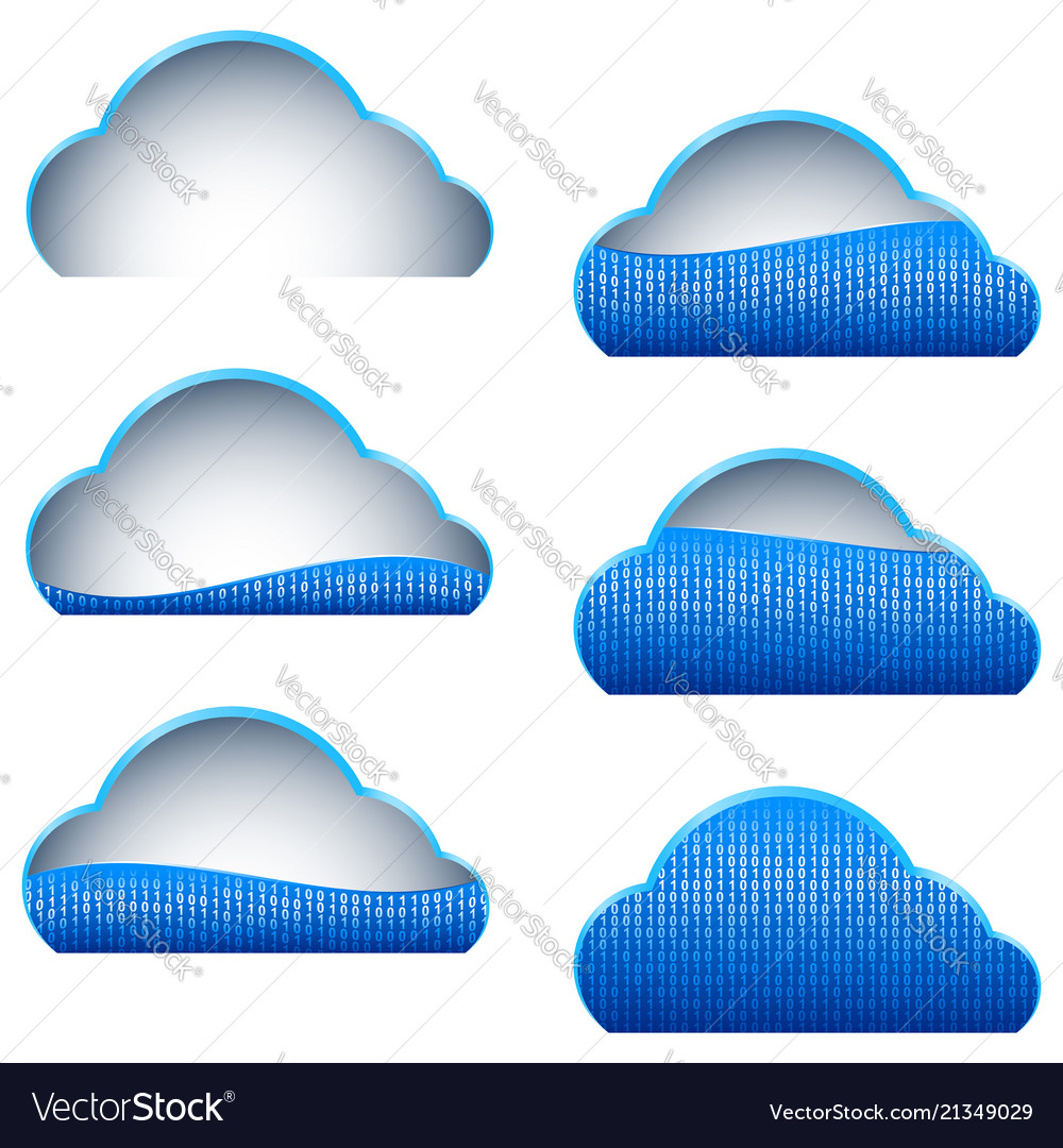 Cloud computing storage blue icon binary filled vector image Cloud computing storage blue icon binary filled