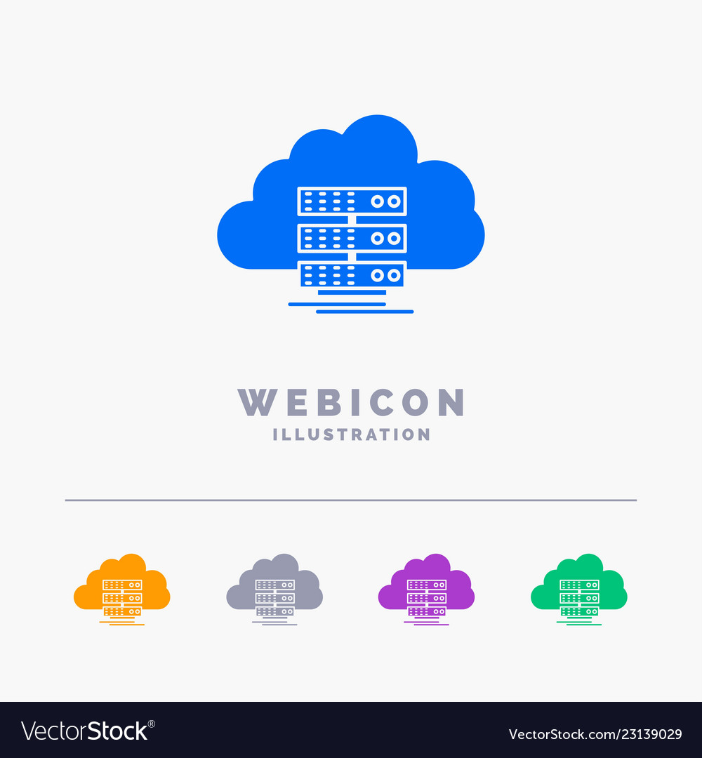 Cloud storage computing data flow 5 color glyph vector image Cloud storage computing data flow 5 color glyph
