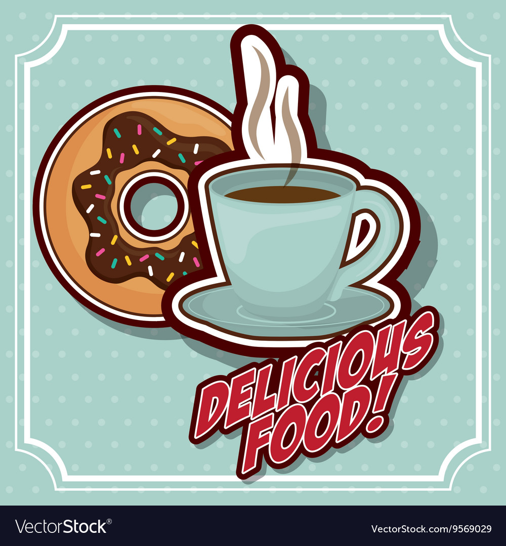 Coffee mug and donut icon breakfast design