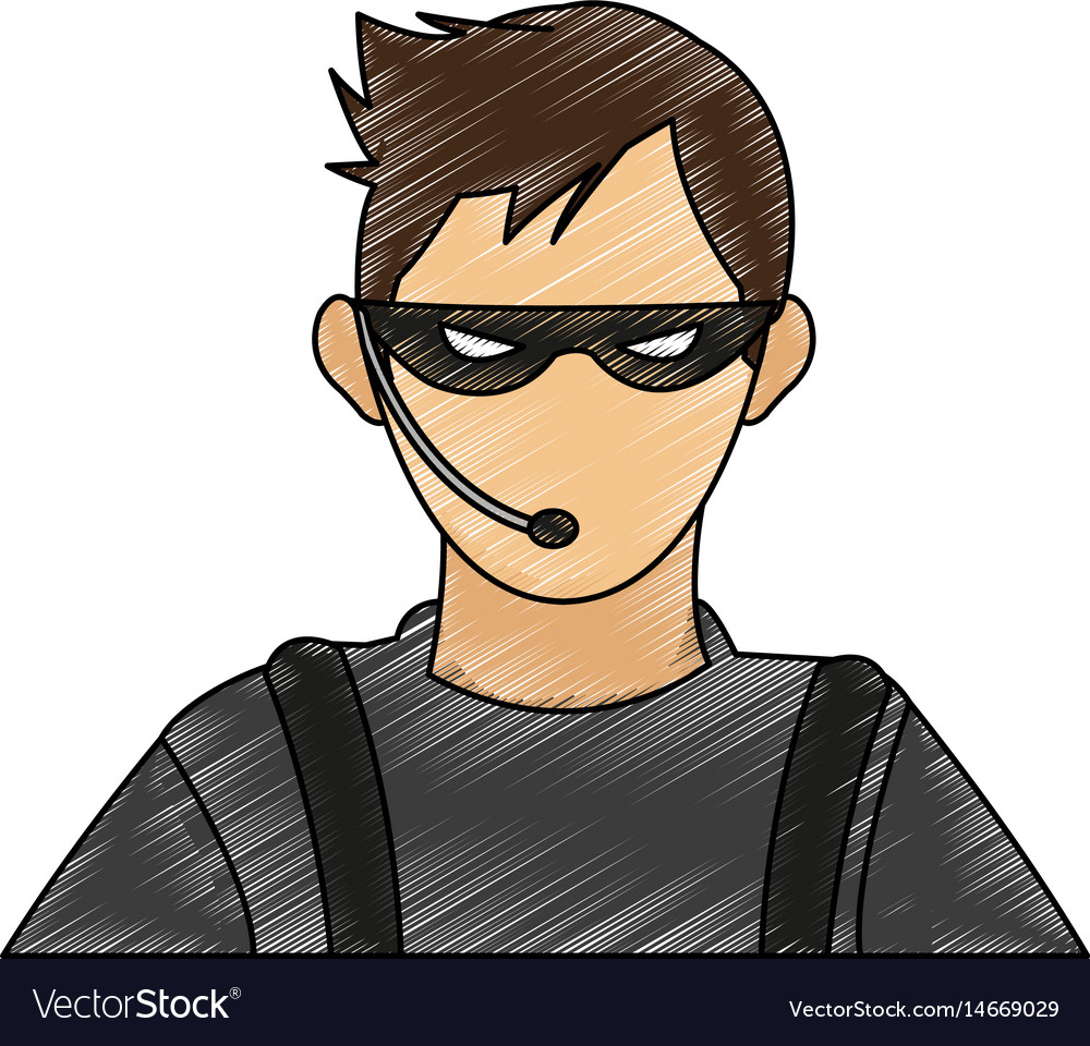 Color pencil image cartoon half body hacker