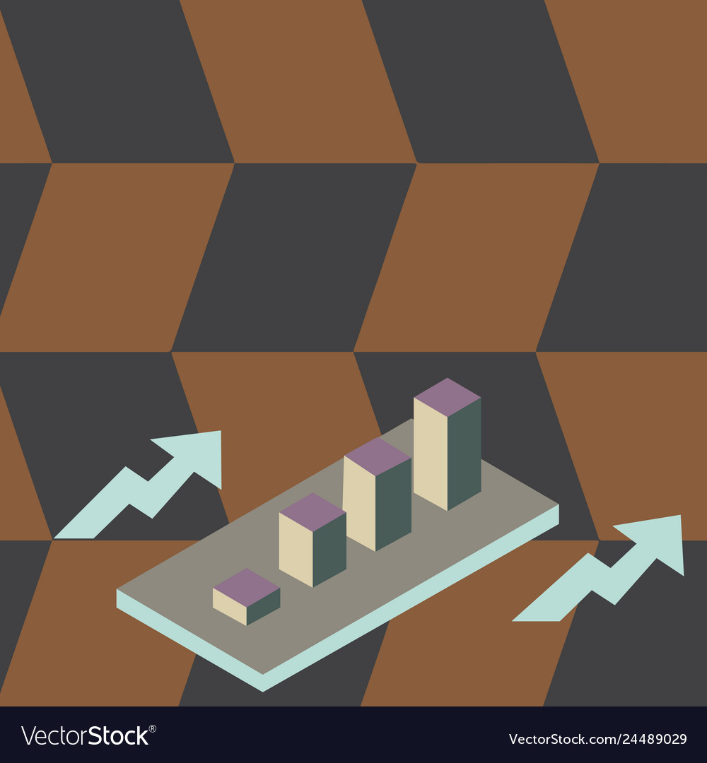 Colorful growing clustered 3d bar chart graph