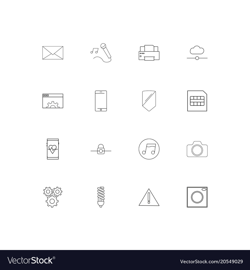 Devices simple linear icons set outlined