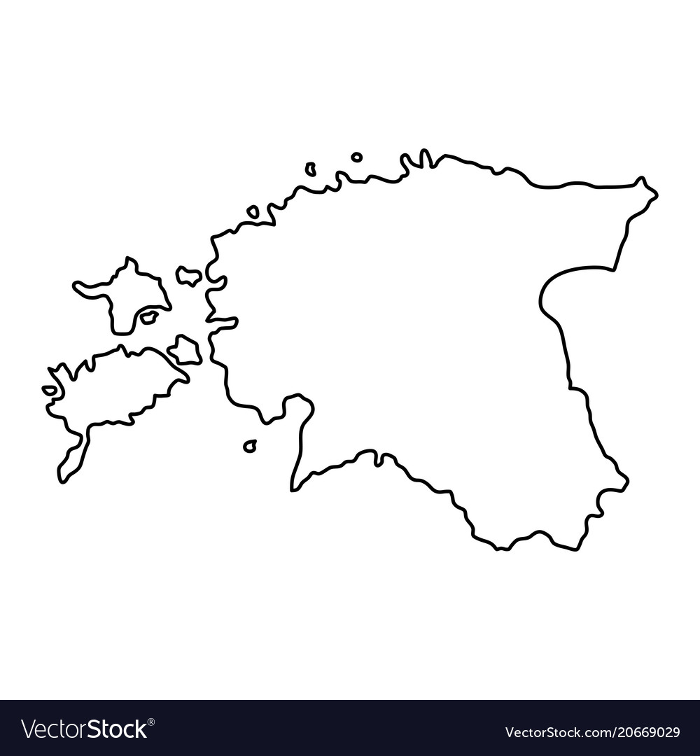 Estonia map of black contour curves Royalty Free Vector