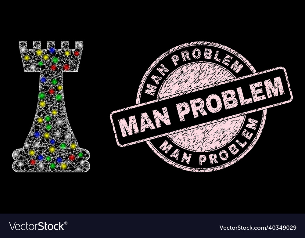 Grunge man problem seal and bright network web vector image Grunge man problem seal and bright network web