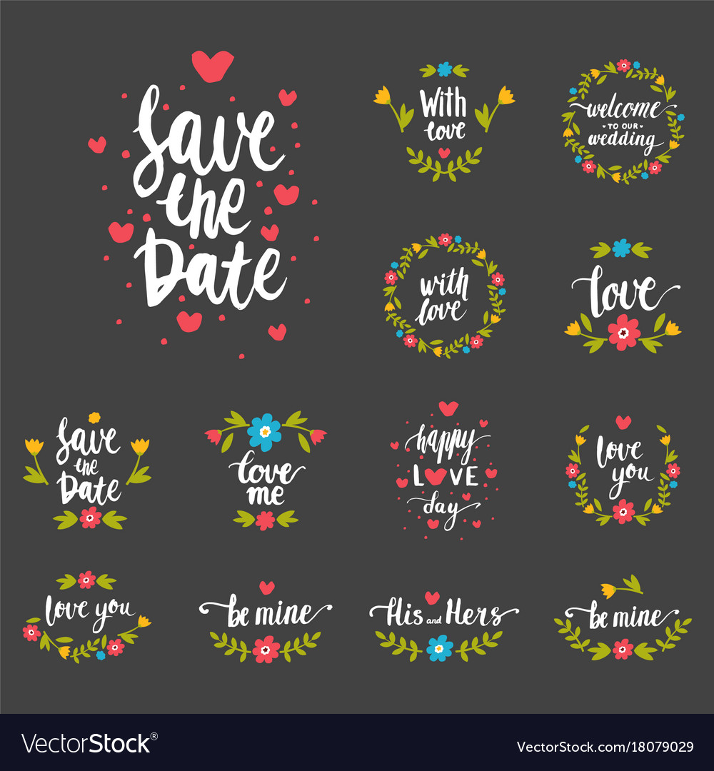 Hand drawn typography save the date quote