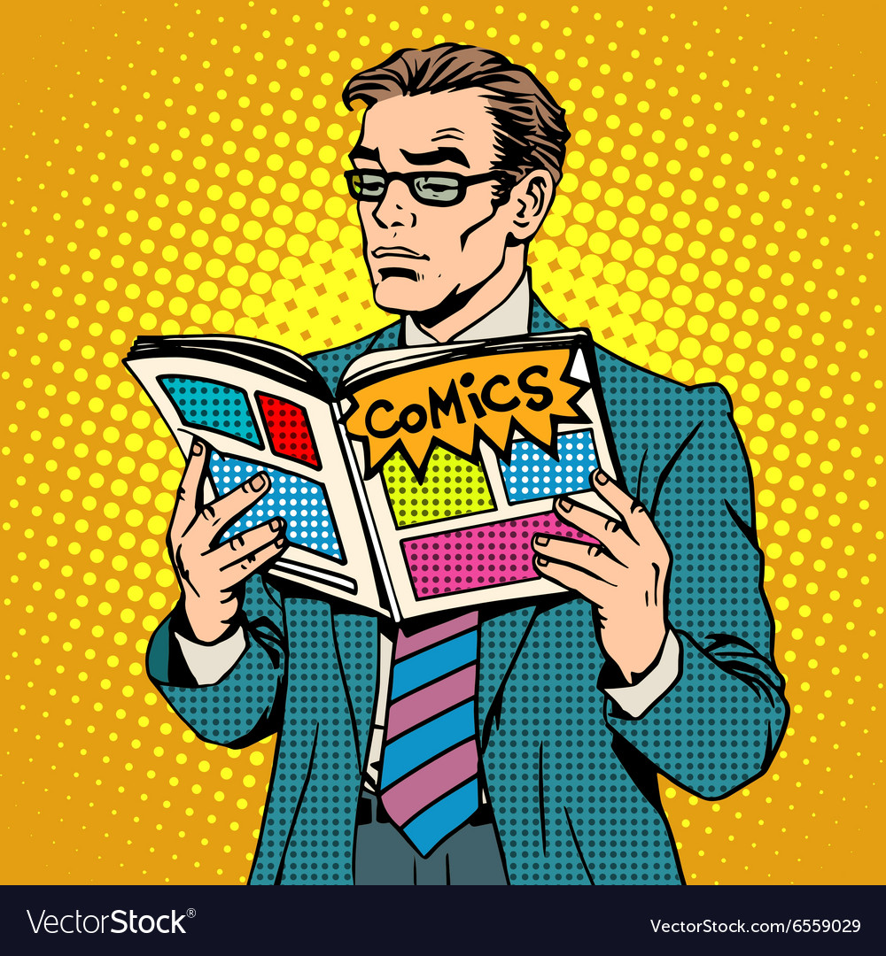 Man reads comic book Royalty Free Vector Image