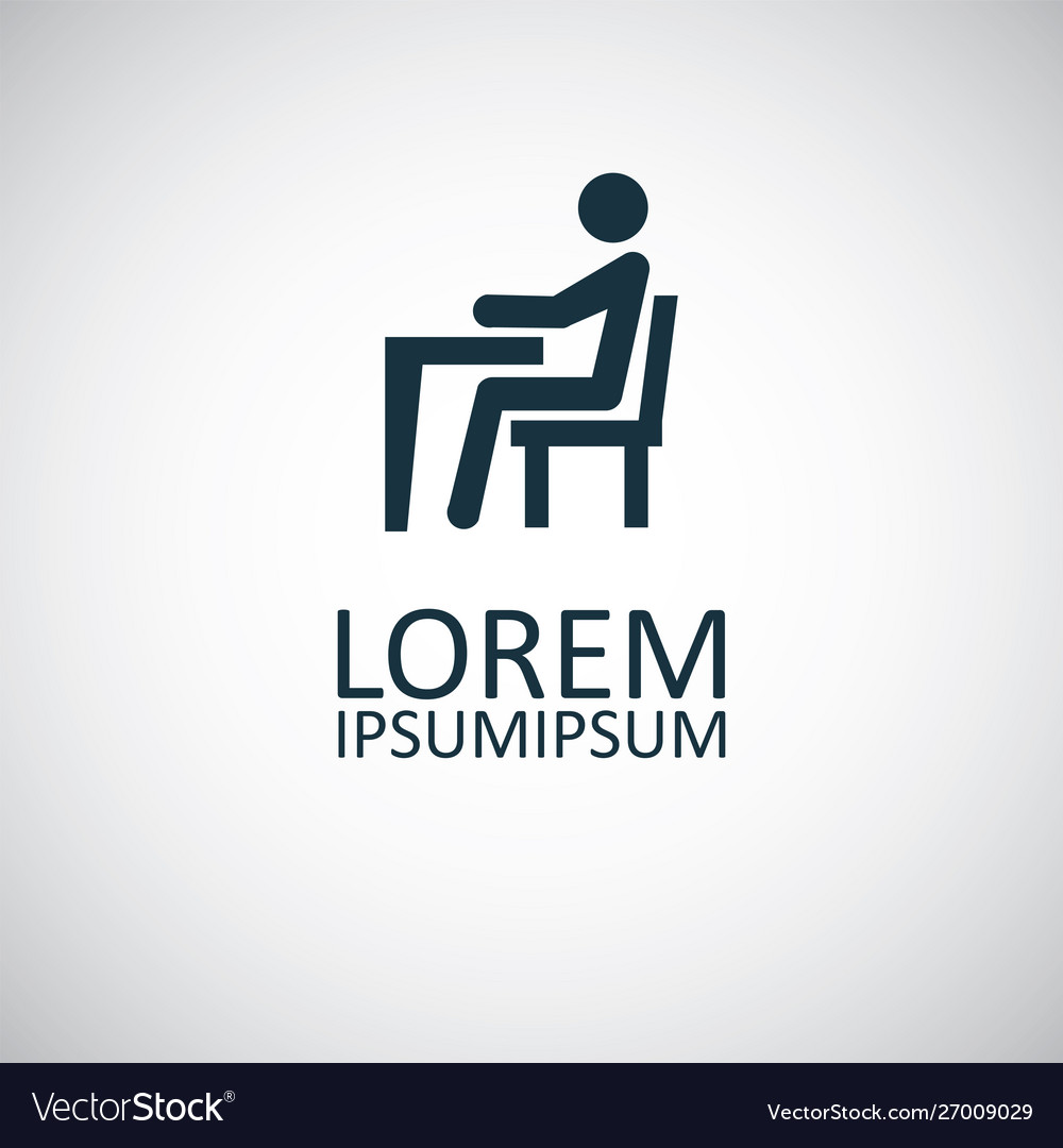 Man sitting at desk icon simple flat element