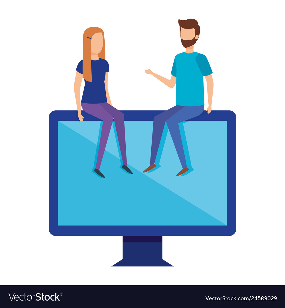 Mini couple with computer