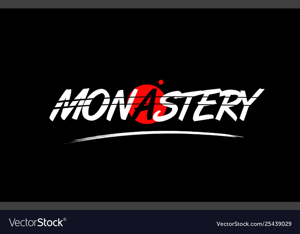 Monastery word text logo icon with red circle