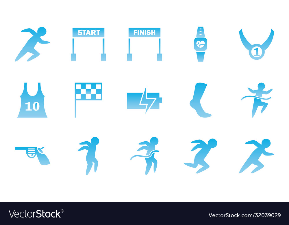 Running gradient style icon set design