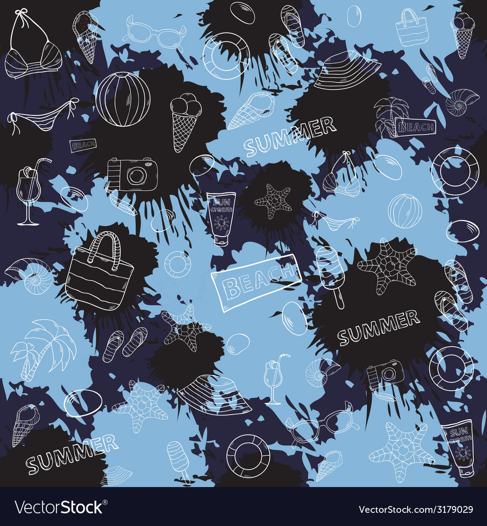 Seamless summer pattern with colored inks