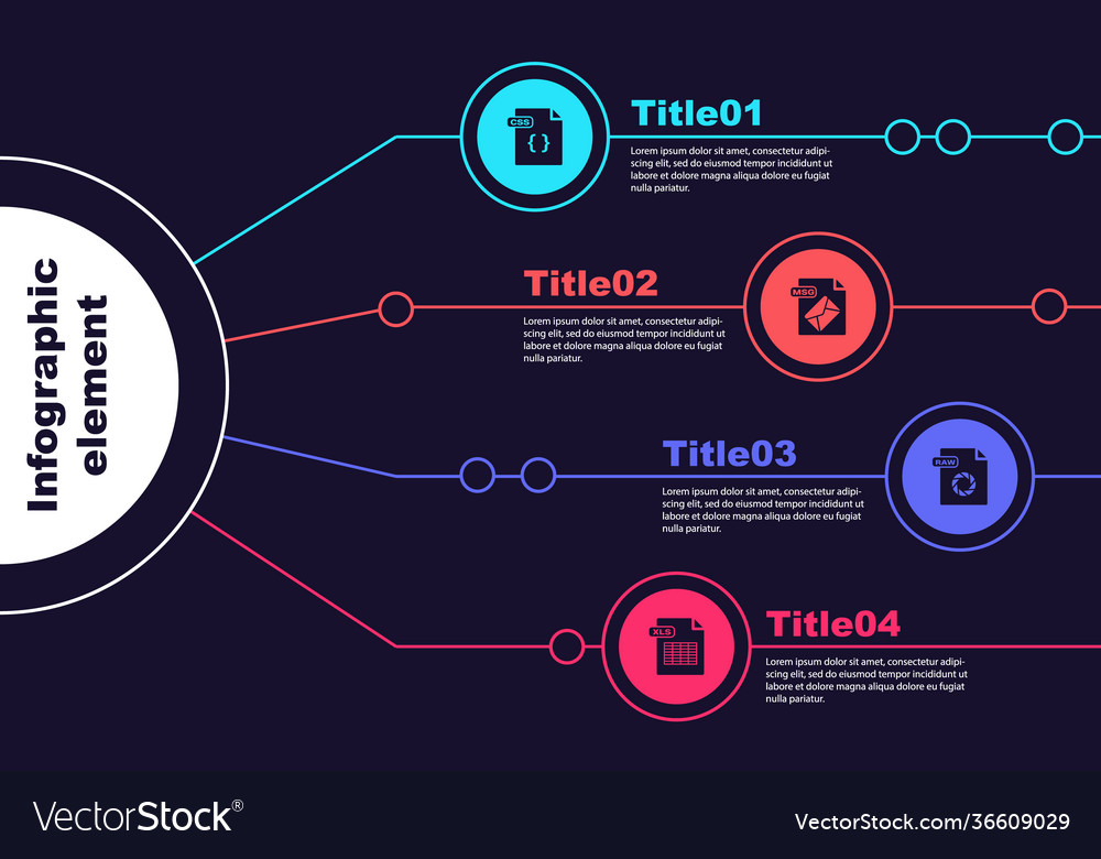 Set css file document msg raw and xls business vector image Set css file document msg raw and xls business