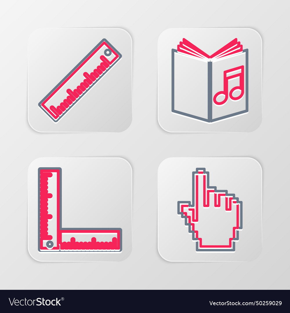 Set line pixel hand cursor folding ruler audio vector image Set line pixel hand cursor folding ruler audio