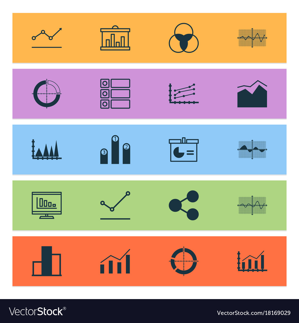 Set of graphs diagrams and statistics icons