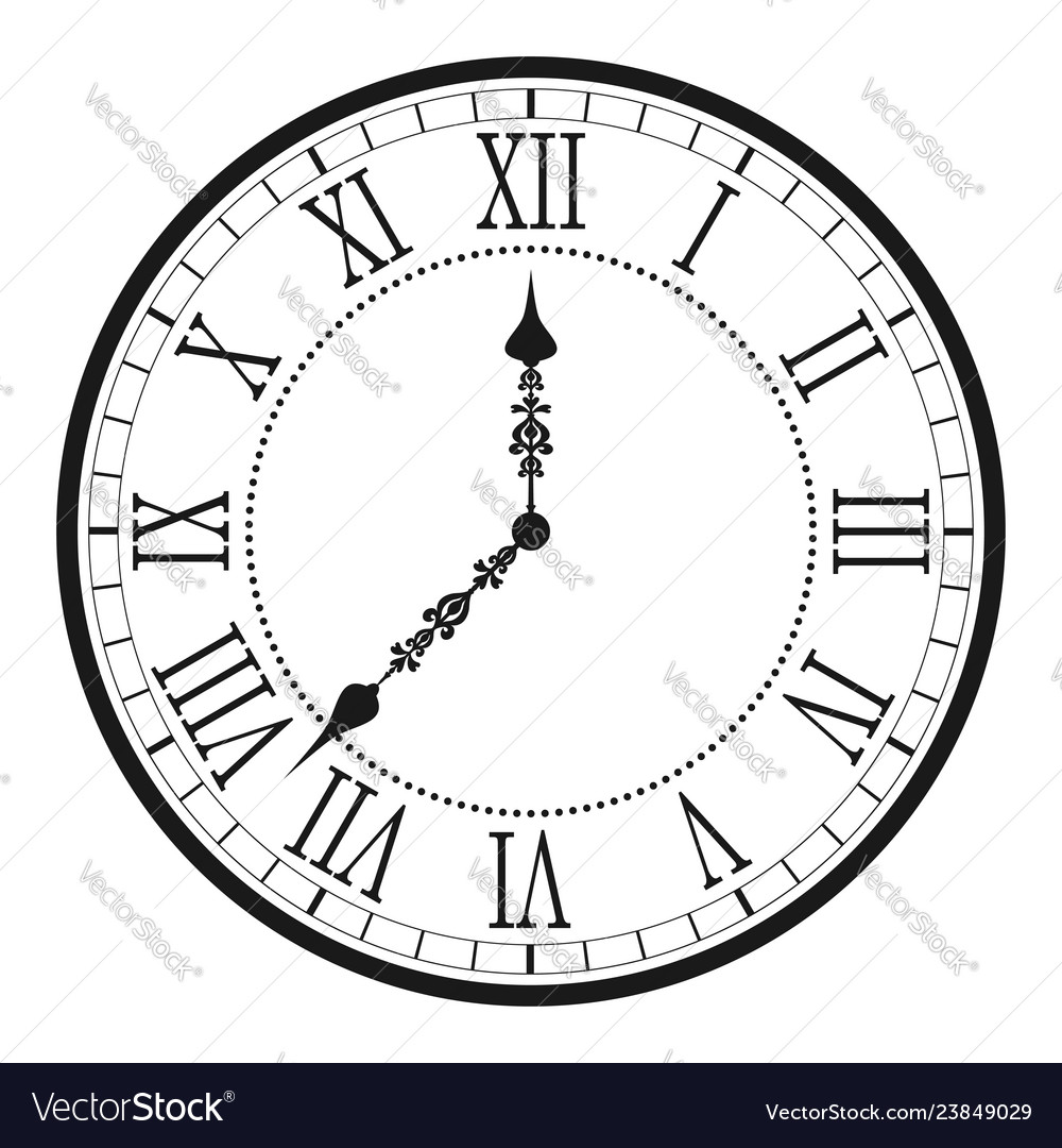 Vintage clock with roman numeral Royalty Free Vector Image