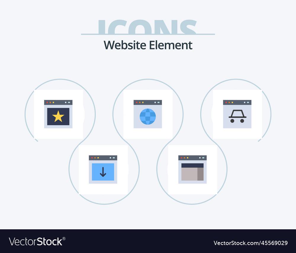 Website element flat icon pack 5 design