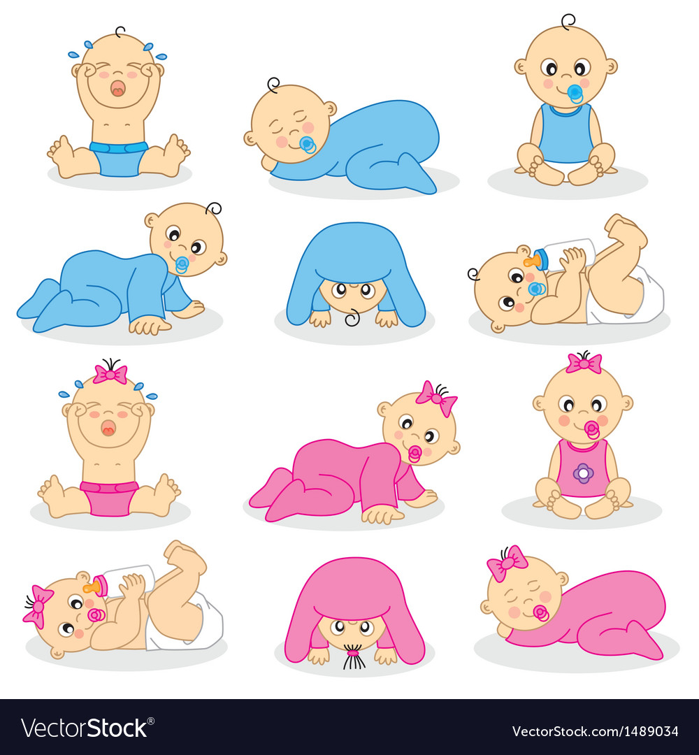 Baby boys and girls Royalty Free Vector Image - VectorStock