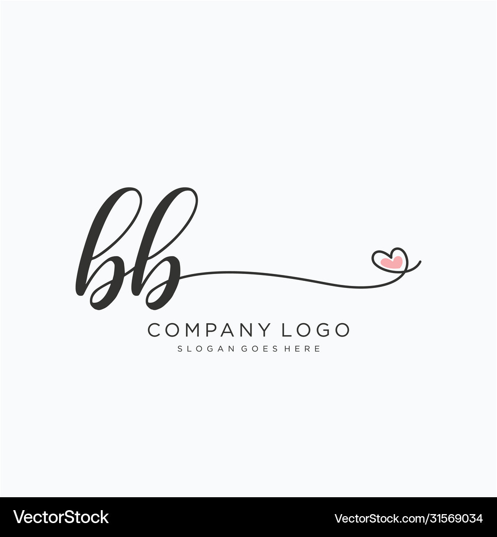 Bb initial handwriting logo design Royalty Free Vector Image