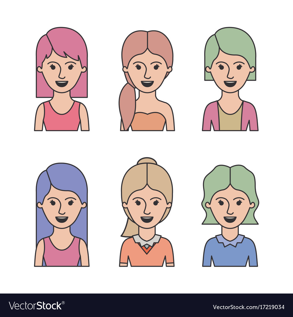 Caricature half body women with different Vector Image