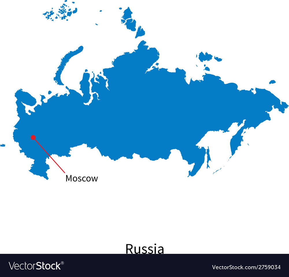 Detailed Map Of Russia And Capital City Moscow Vector Image, 44% OFF