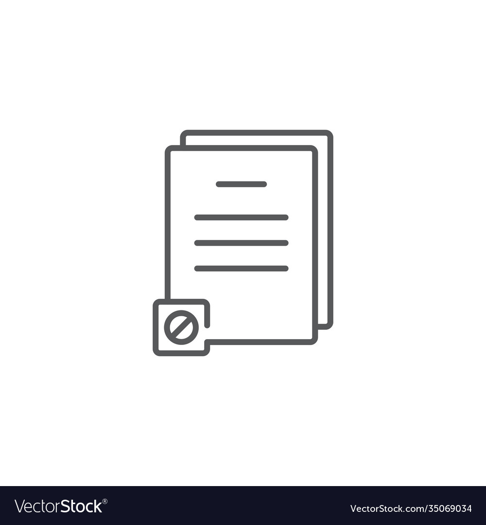 Document icon with not allowed sign color line vector image Document icon with not allowed sign color line