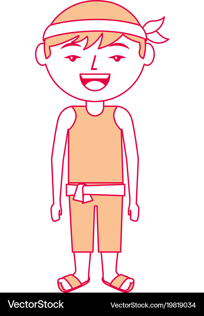 Funny Cartoon Chinese Man Standing Royalty Free Vector Image