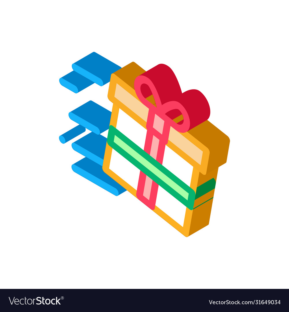 Gift with speed light isometric icon