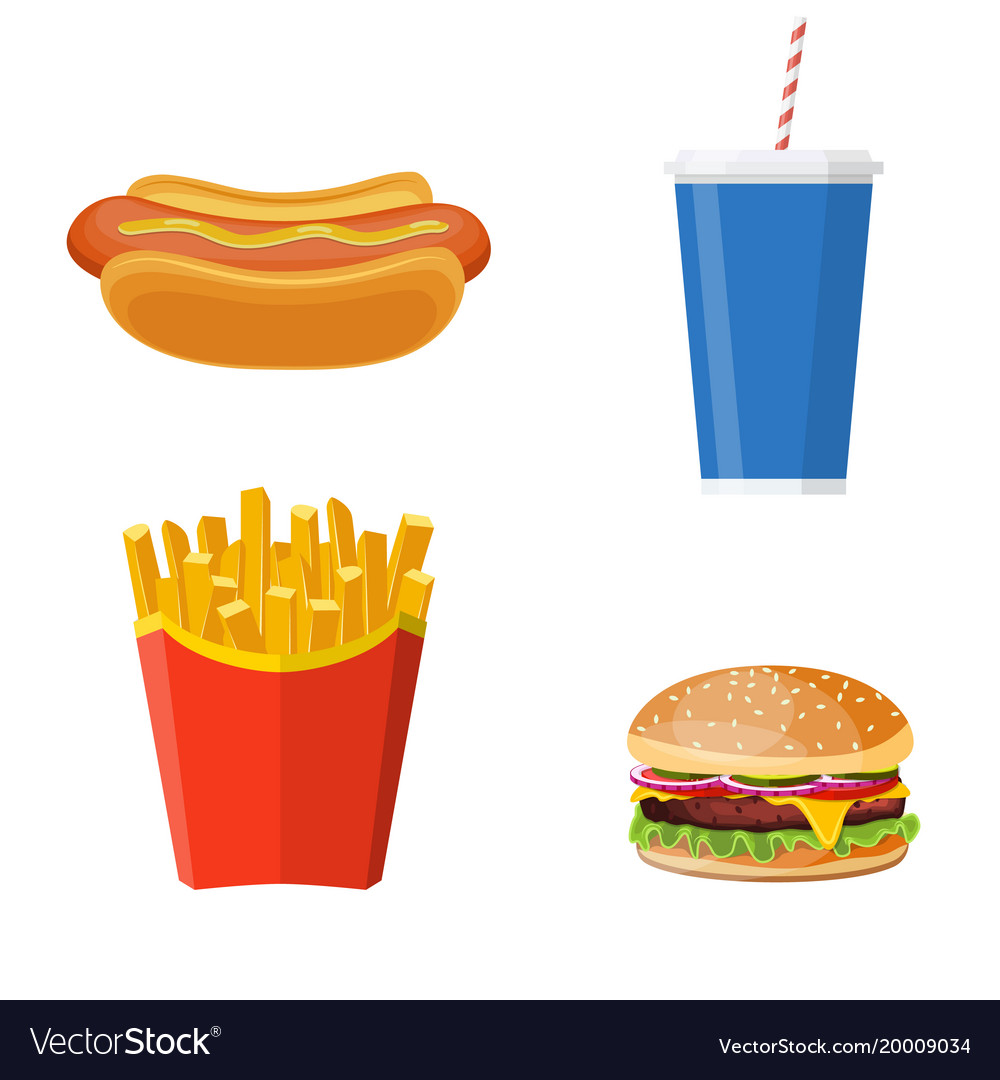 Group of fast food products Royalty Free Vector Image