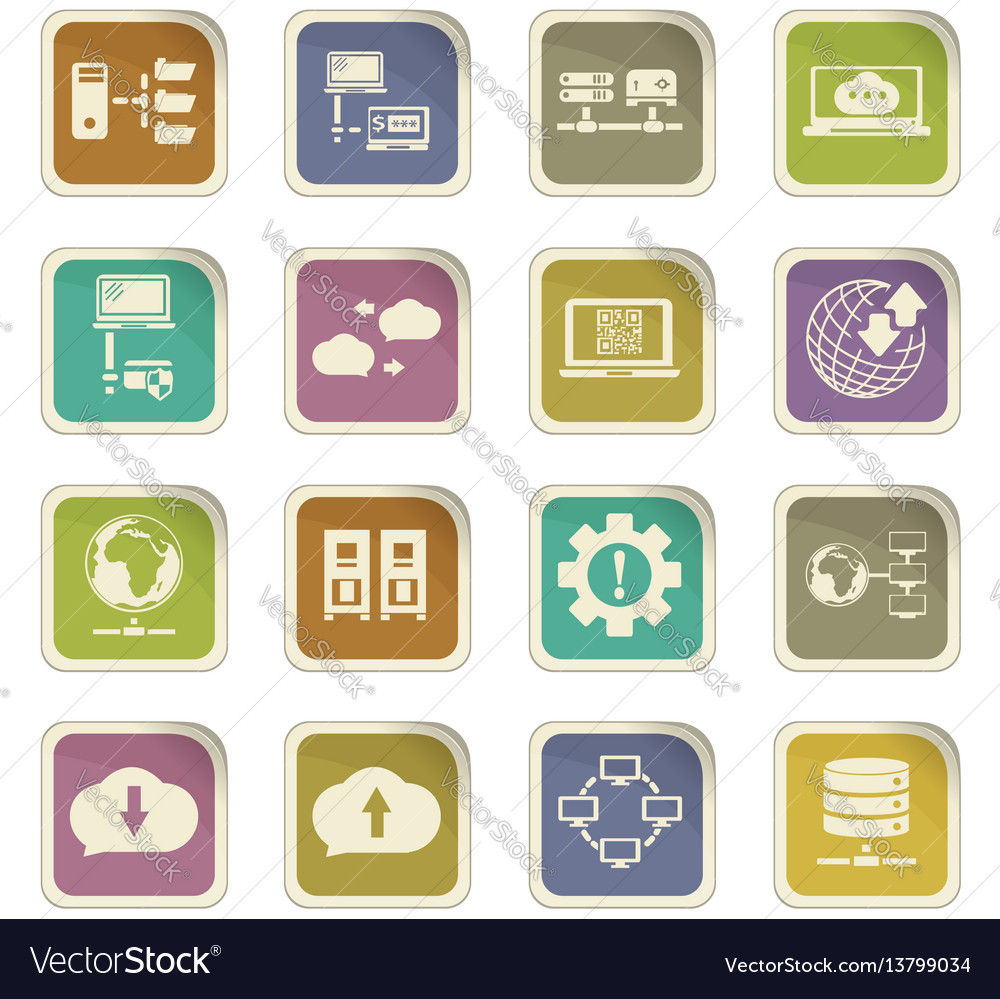 Internet server network icons set Royalty Free Vector Image