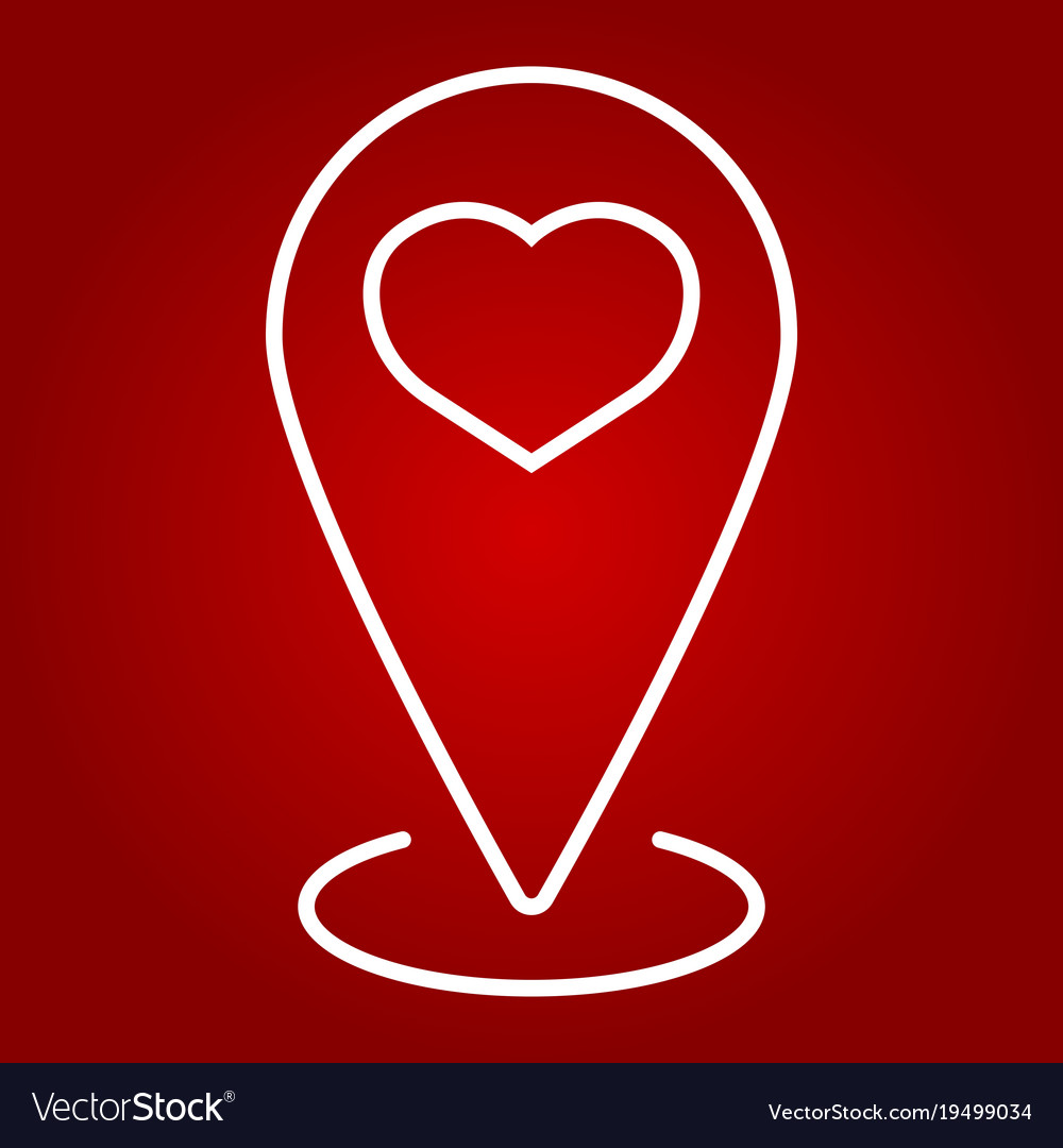 Map pointer with heart line icon valentines day