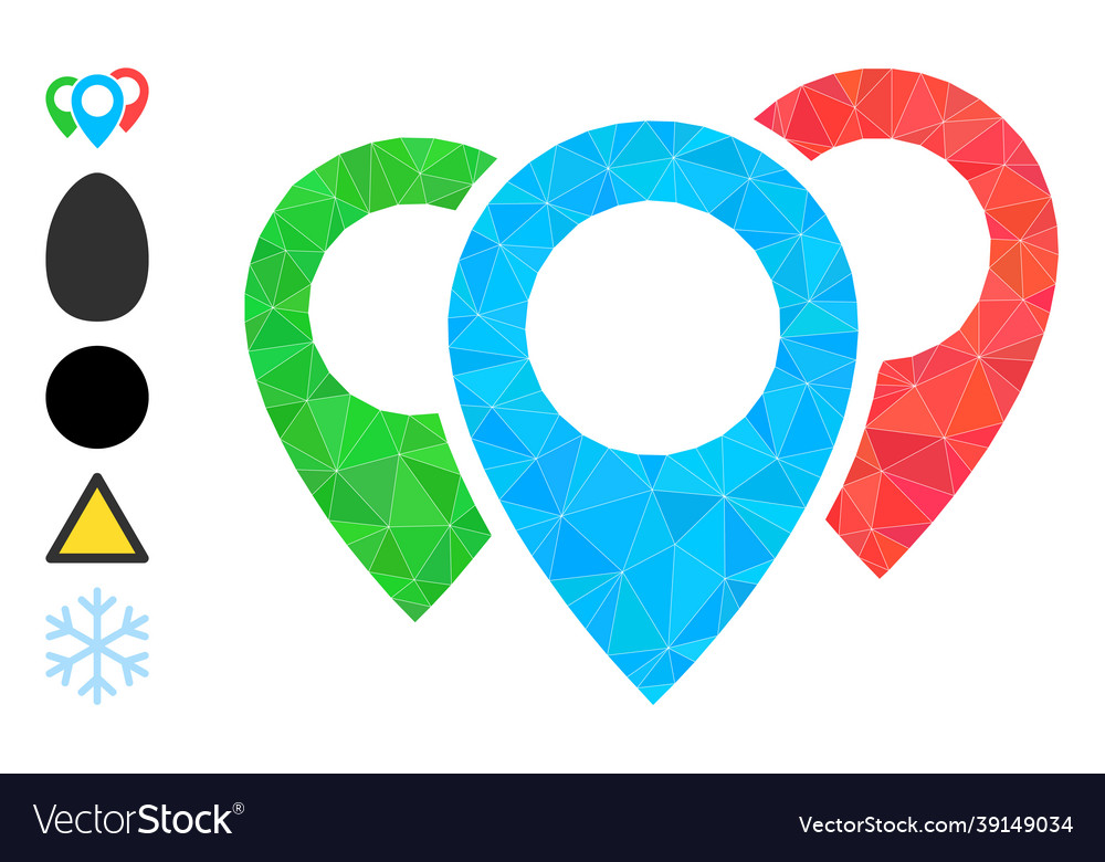 Map pointers polygonal icon and other icons Vector Image Map pointers polygonal icon and other icons