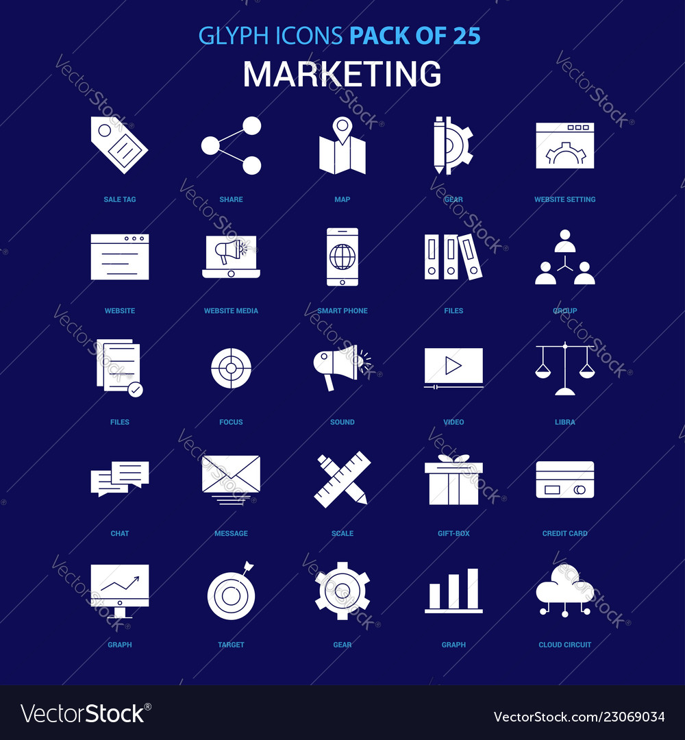 Marketing Icon Pack - Blue Background
