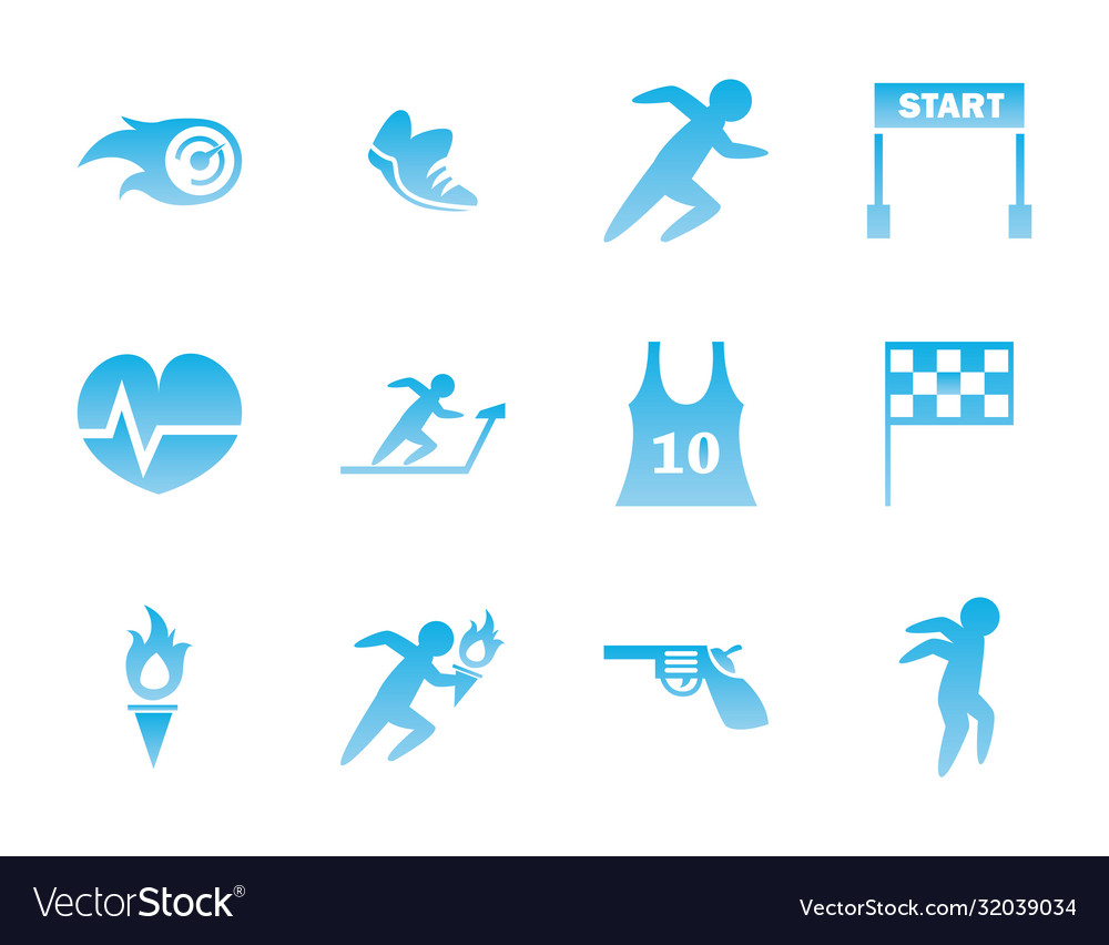 Running gradient style icon set design