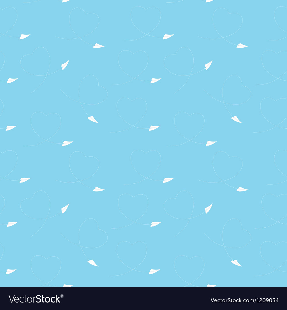 Seamless pattern with paper plane and heart