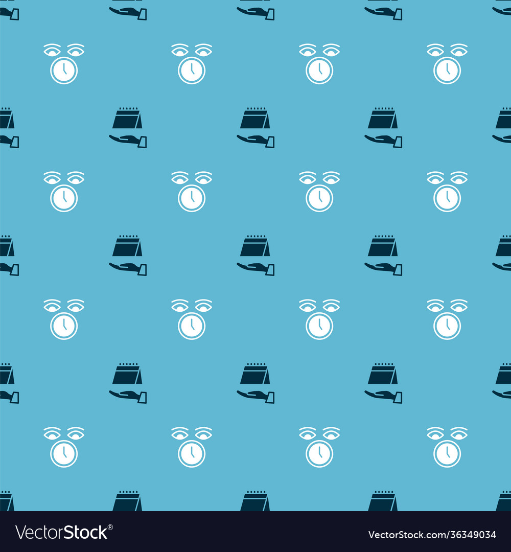Set calendar and clock on seamless pattern
