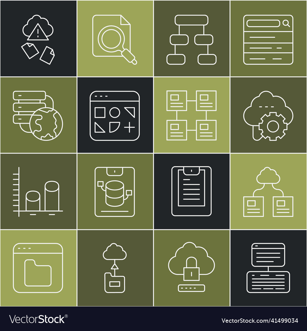 Set line server data web hosting cloud Vector Image Set line server data web hosting cloud