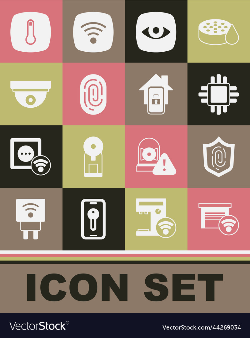 Set smart garage fingerprint processor with cpu vector image Set smart garage fingerprint processor with cpu