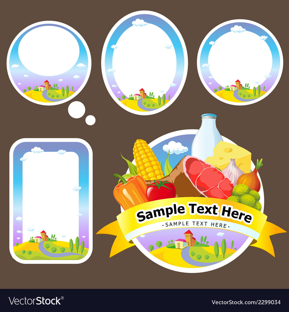 Stickers and labels with landscape farmland