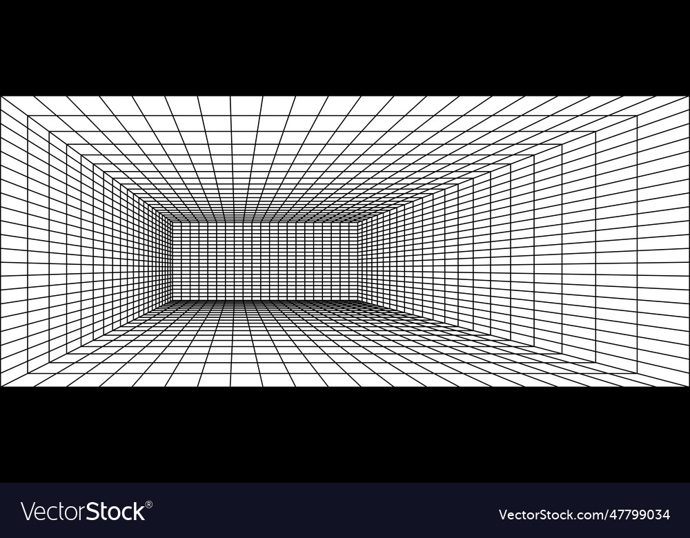 Wireframe grid room 3d perspective background